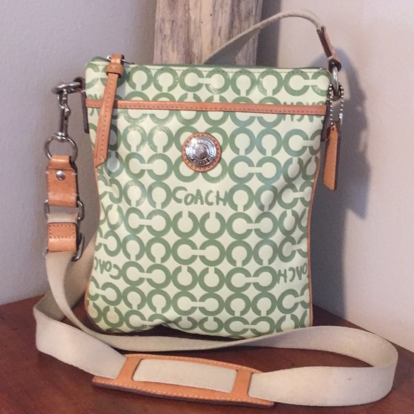 Coach Handbags - ⭐️COACH green/tan leather crossbody